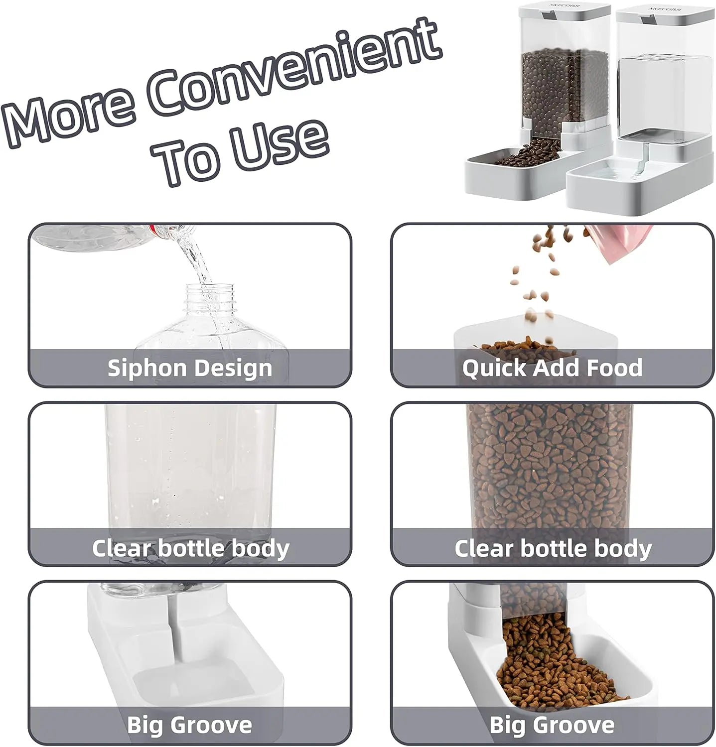 Gravity Pet Feeder and Water Dispenser Set, Automatic Dog Feeder & Dog Water Dispenser for Pets, Large Capacity 3.8L